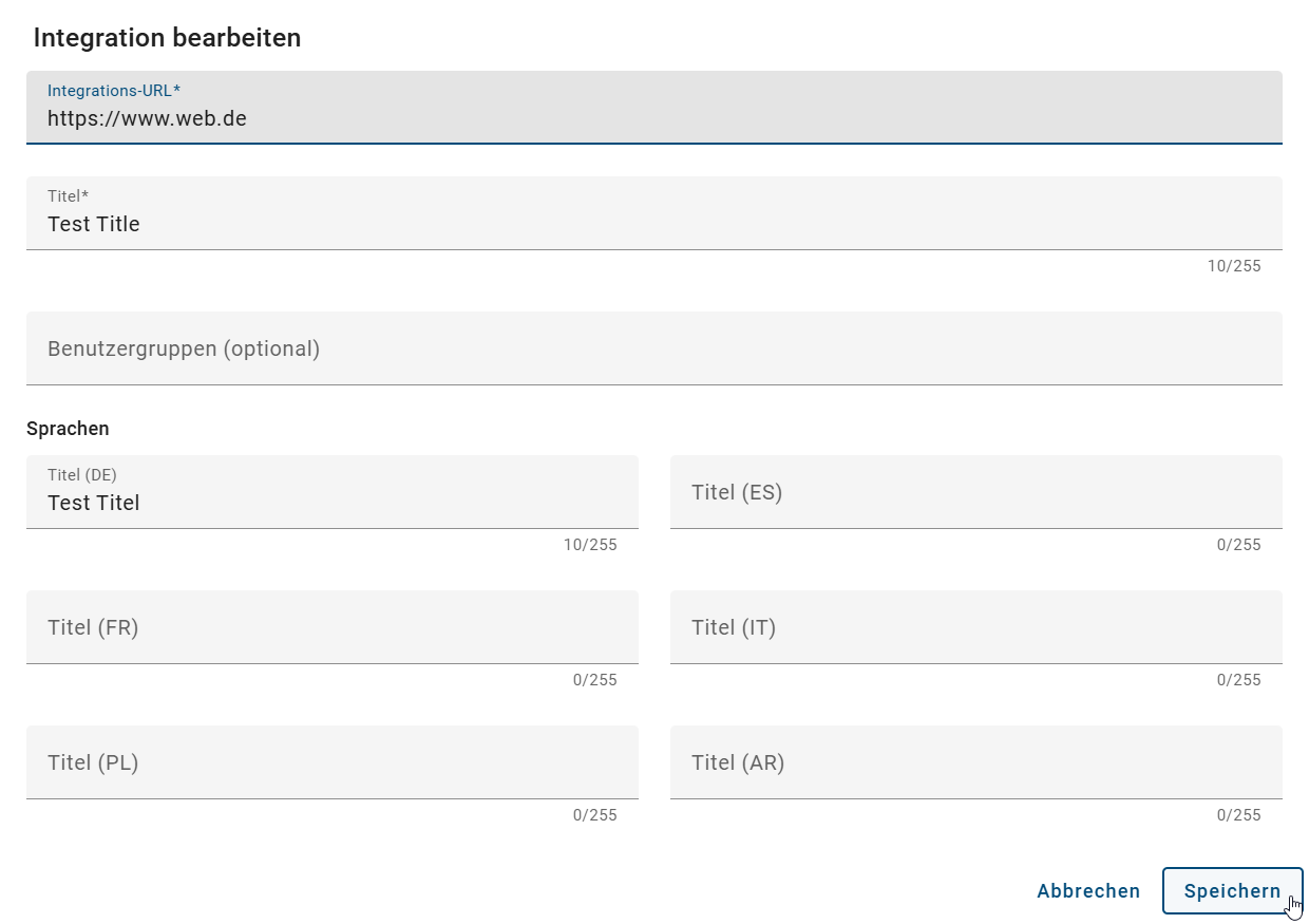 Der Screenshot zeigt die Schaltfläche "Speichern", mit der Sie Ihre Änderungen sichern können.