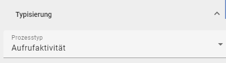 Der Screenshot zeigt das Attribut "Prozesstyp" einer Aktivität mit der gewählten Option "Aufrufaktivität".