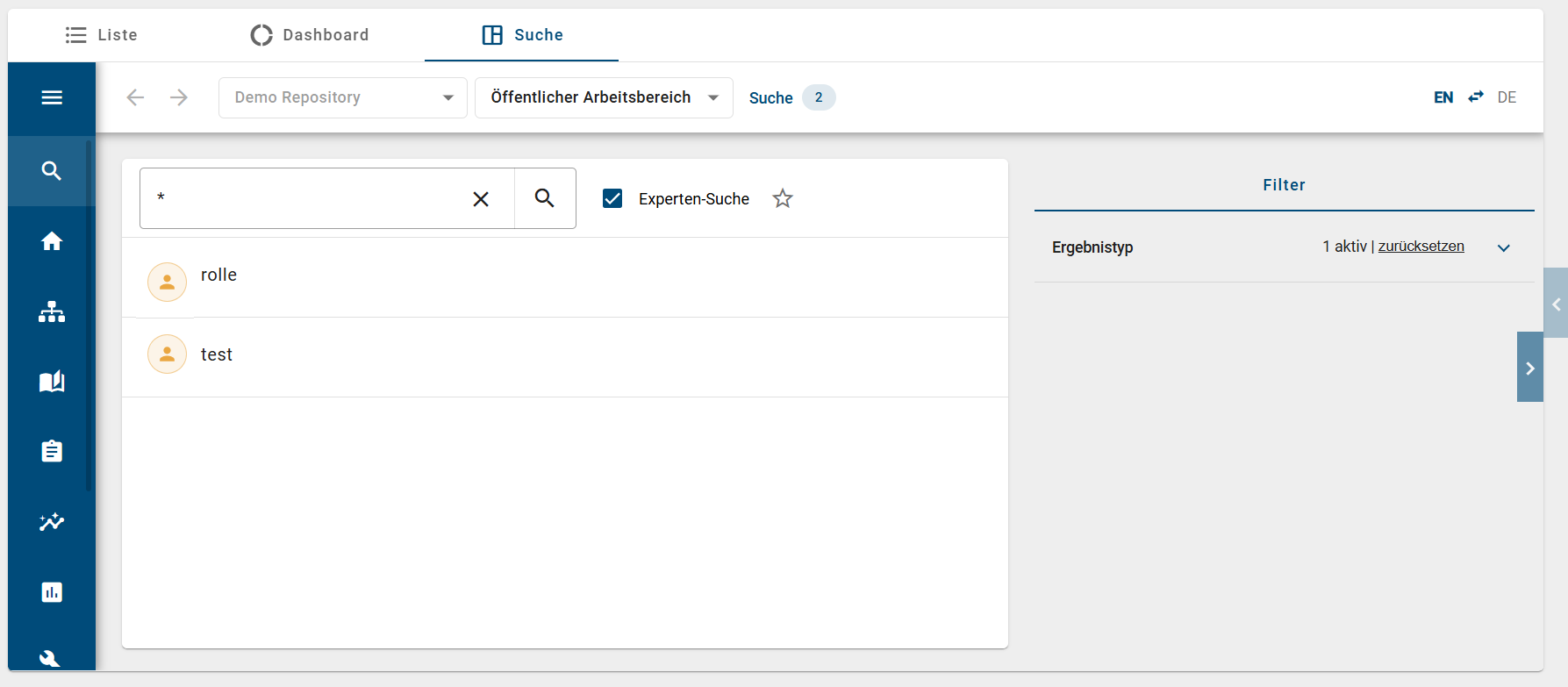 Der Screenshot zeigt ein Beispiel für den Inhalt der konfigurierten Integration.