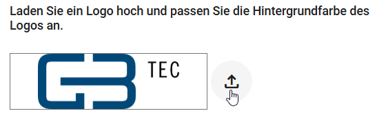 Der Screenshot zeigt die Schaltfläche für das Hochladen eines Unternehmenslogos.