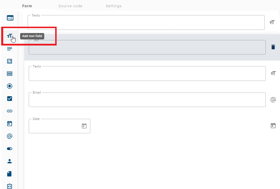 The screenshot that is displayed here shows the process of adding a new form field to the list.