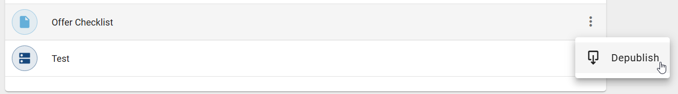 This screenshot shows button to open the context menu of a catalog item.