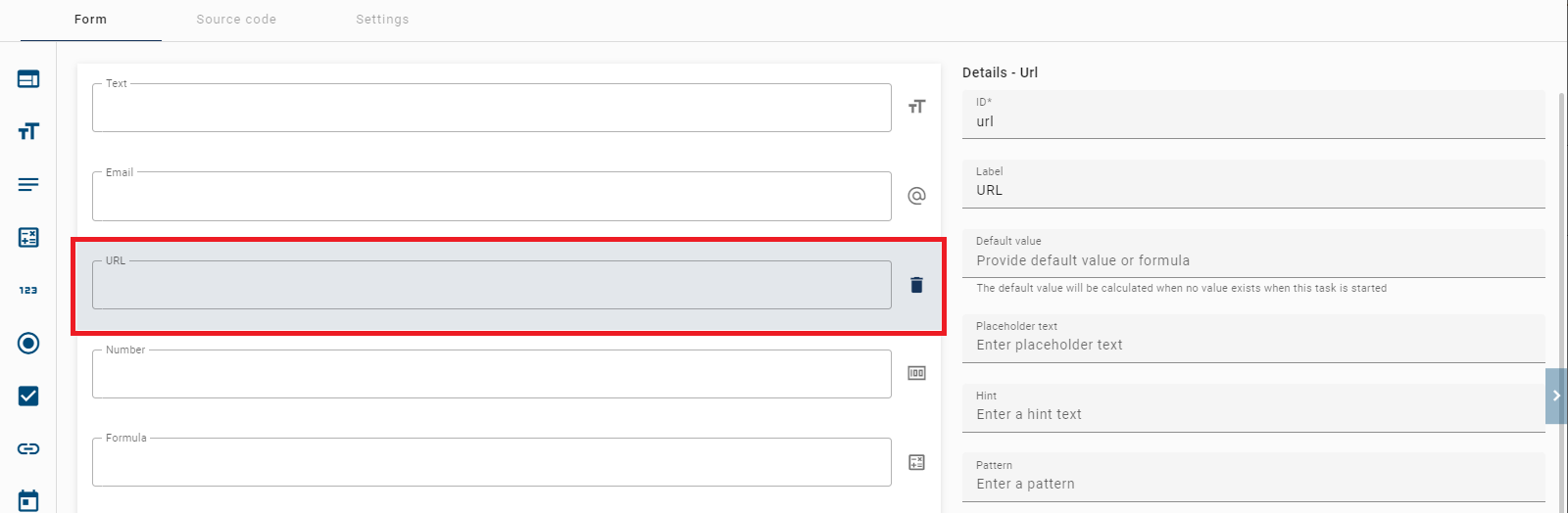The screenshot which is displayed here shows the detail page of the URL form.