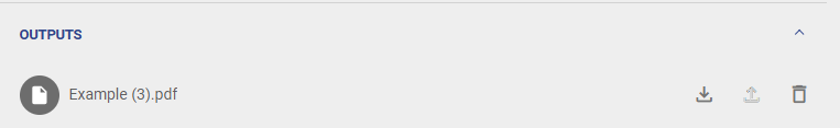 Here you can see a screenshot where the "Upload file" function of an output is greyed out and can not be used.