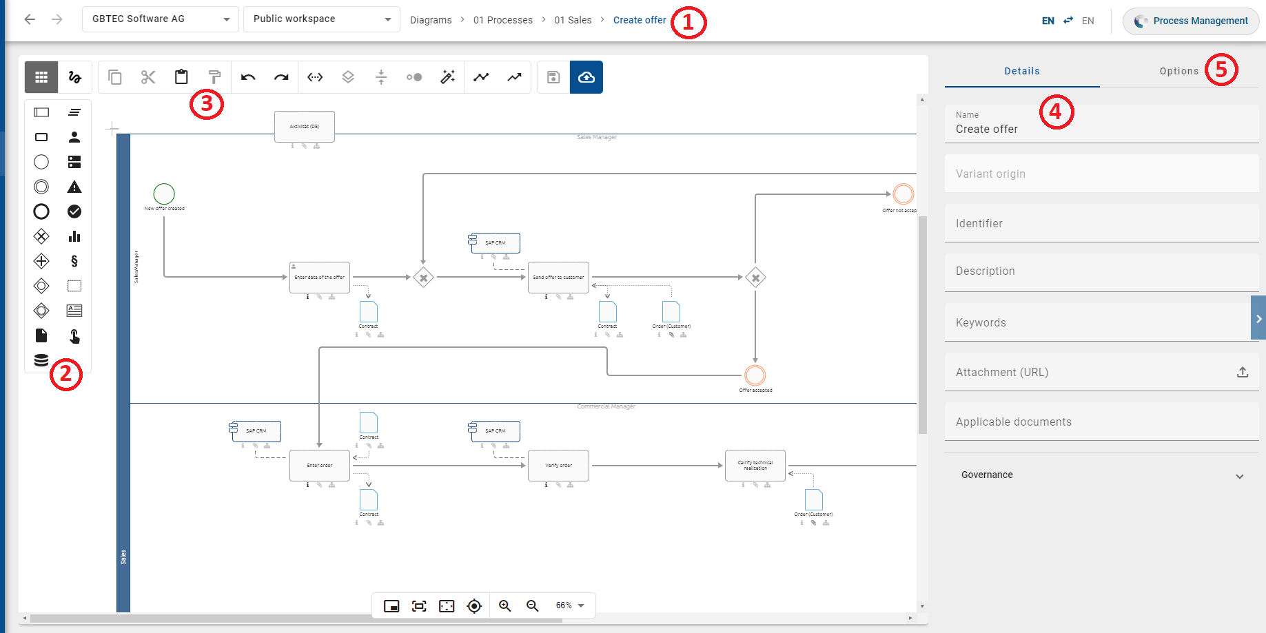 Here, the modeling area is displayed in the new user interface.