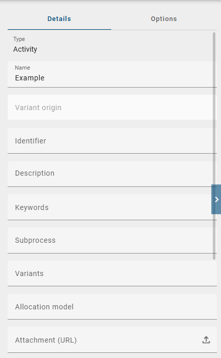 The screenshot shows the selection of an object and the "Details" button in the menu bar.